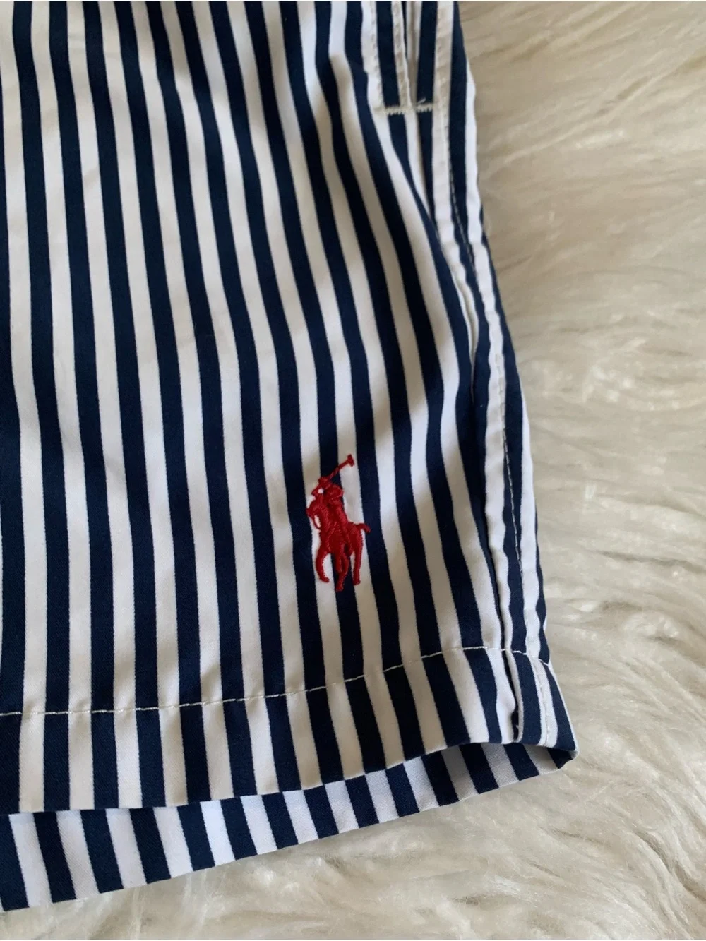 Polo by Ralph Lauren Traveler Striped Swim Shorts Blue White Size Small